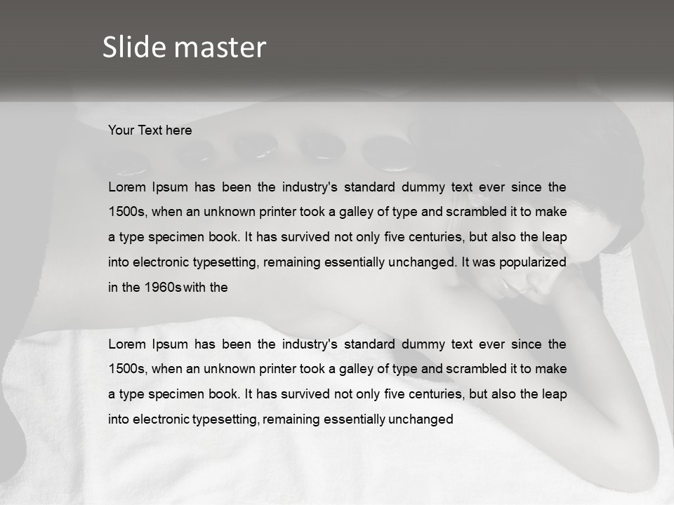 A Woman Laying On Top Of A Towel Covered In Stones PowerPoint Template