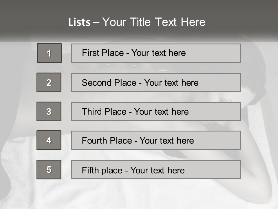 A Woman Laying On Top Of A Towel Covered In Stones PowerPoint Template