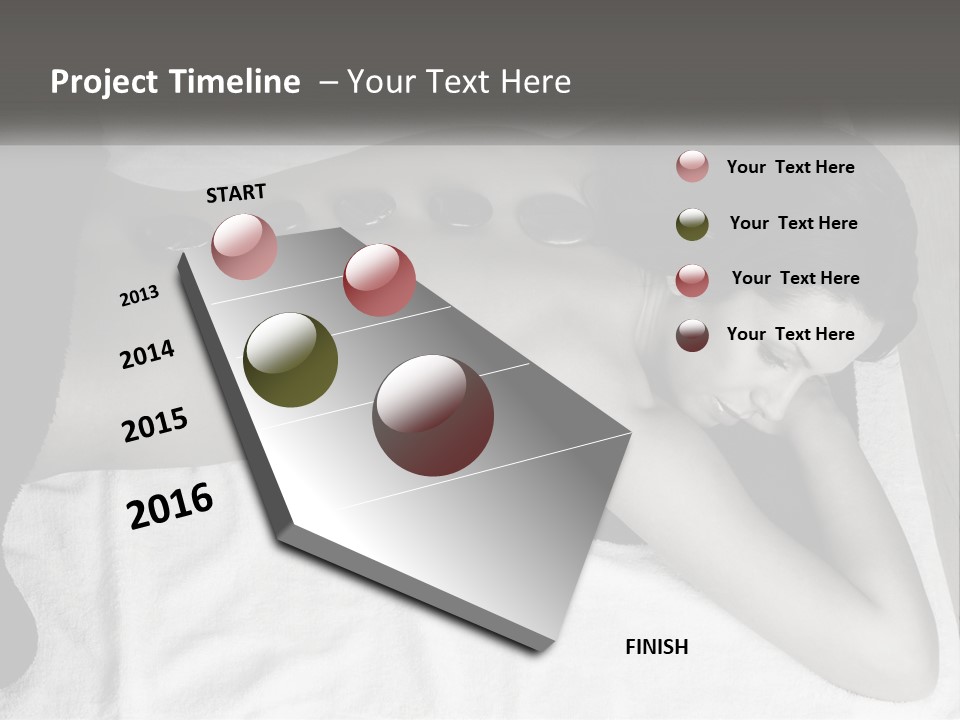 A Woman Laying On Top Of A Towel Covered In Stones PowerPoint Template