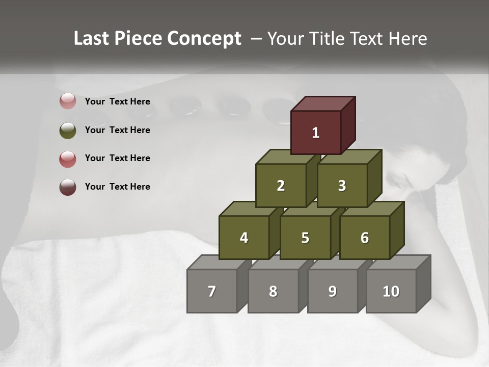 A Woman Laying On Top Of A Towel Covered In Stones PowerPoint Template