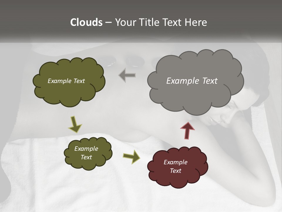 A Woman Laying On Top Of A Towel Covered In Stones PowerPoint Template