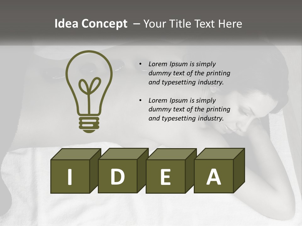 A Woman Laying On Top Of A Towel Covered In Stones PowerPoint Template