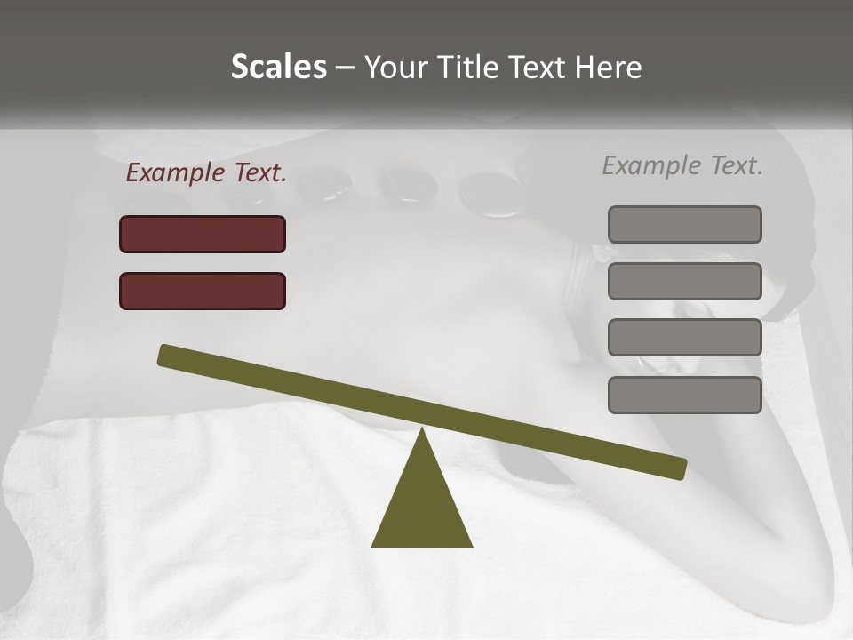 A Woman Laying On Top Of A Towel Covered In Stones PowerPoint Template