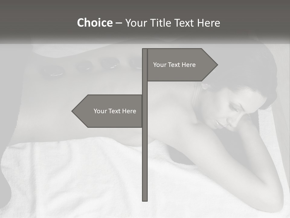 A Woman Laying On Top Of A Towel Covered In Stones PowerPoint Template