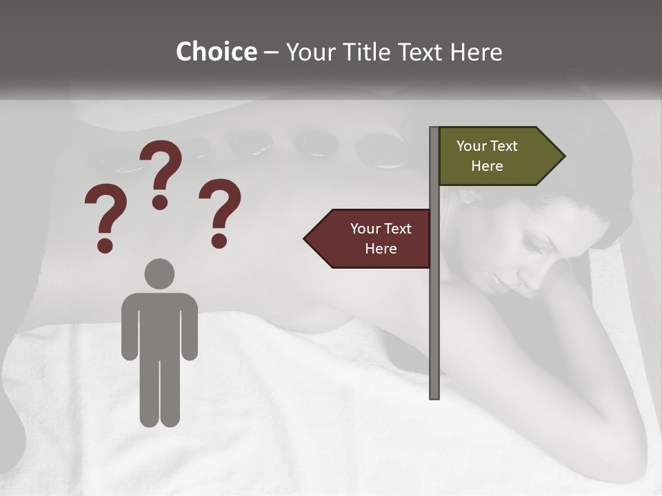 A Woman Laying On Top Of A Towel Covered In Stones PowerPoint Template