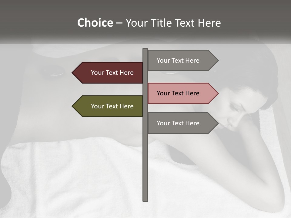 A Woman Laying On Top Of A Towel Covered In Stones PowerPoint Template