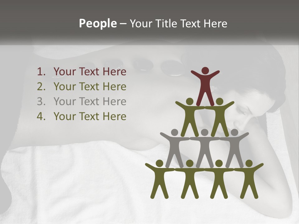 A Woman Laying On Top Of A Towel Covered In Stones PowerPoint Template