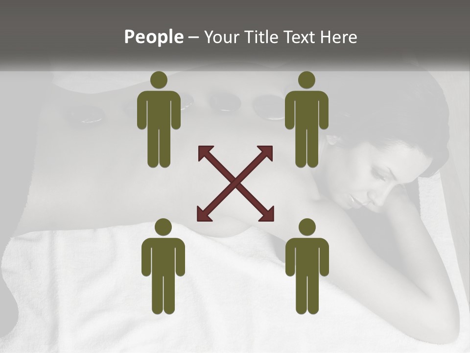 A Woman Laying On Top Of A Towel Covered In Stones PowerPoint Template