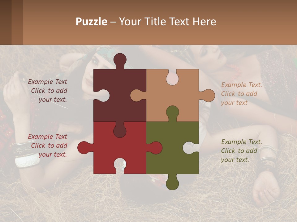 A Group Of Women Laying On Top Of A Pile Of Hay PowerPoint Template