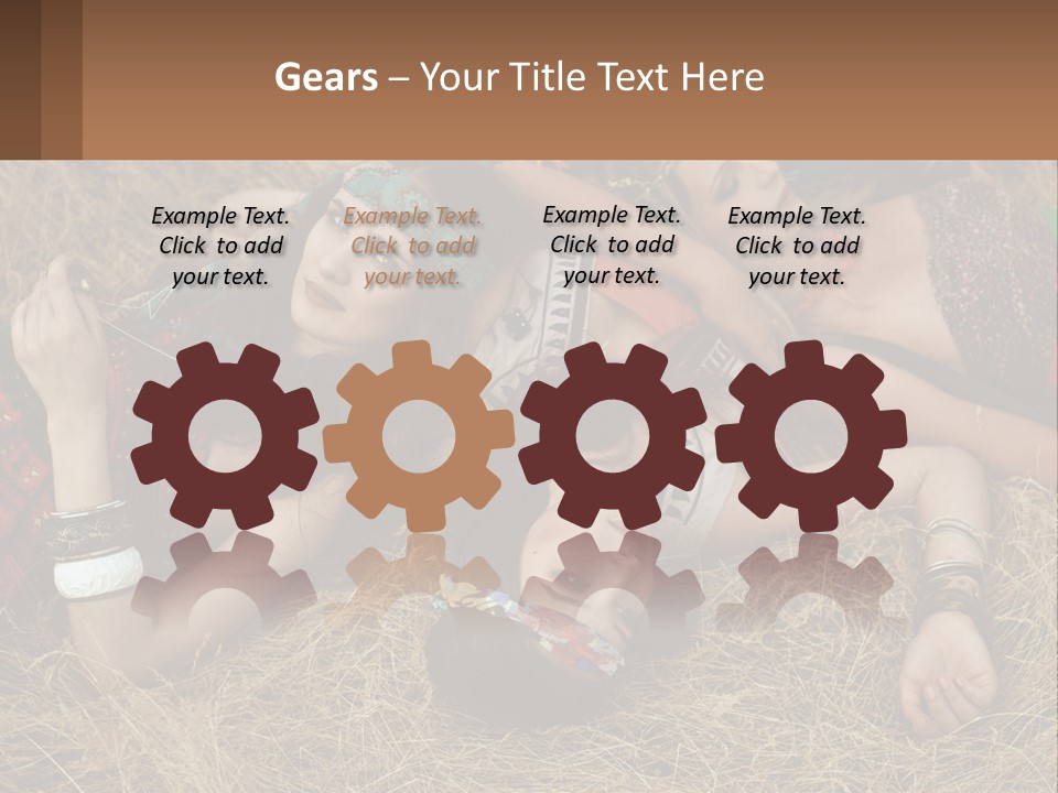 A Group Of Women Laying On Top Of A Pile Of Hay PowerPoint Template