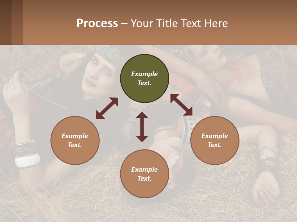 A Group Of Women Laying On Top Of A Pile Of Hay PowerPoint Template