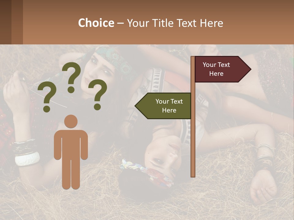 A Group Of Women Laying On Top Of A Pile Of Hay PowerPoint Template