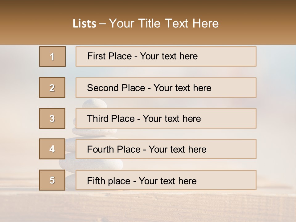 A Stack Of Rocks Sitting On Top Of A Wooden Table PowerPoint Template