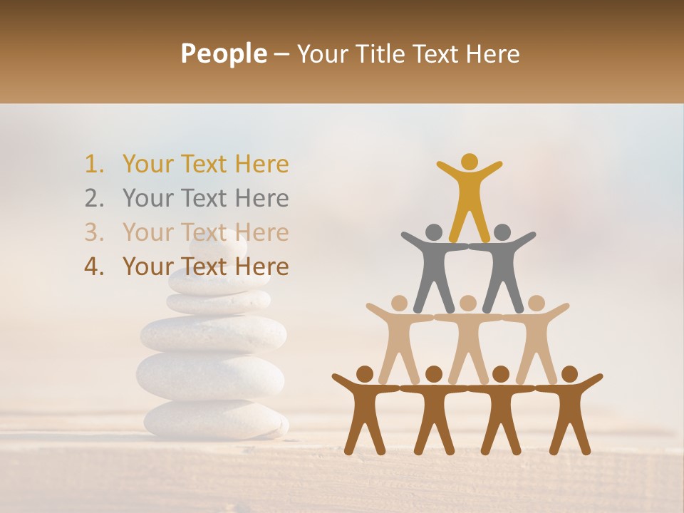 A Stack Of Rocks Sitting On Top Of A Wooden Table PowerPoint Template