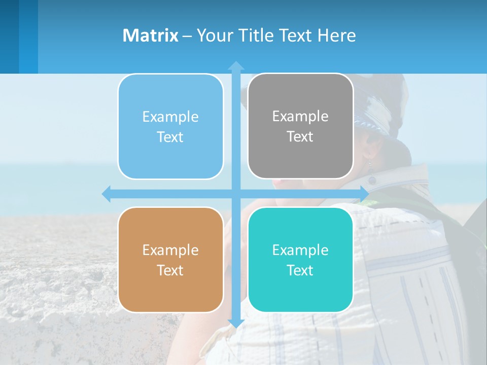 A Woman Sitting On The Beach Wearing A Blue Hat PowerPoint Template