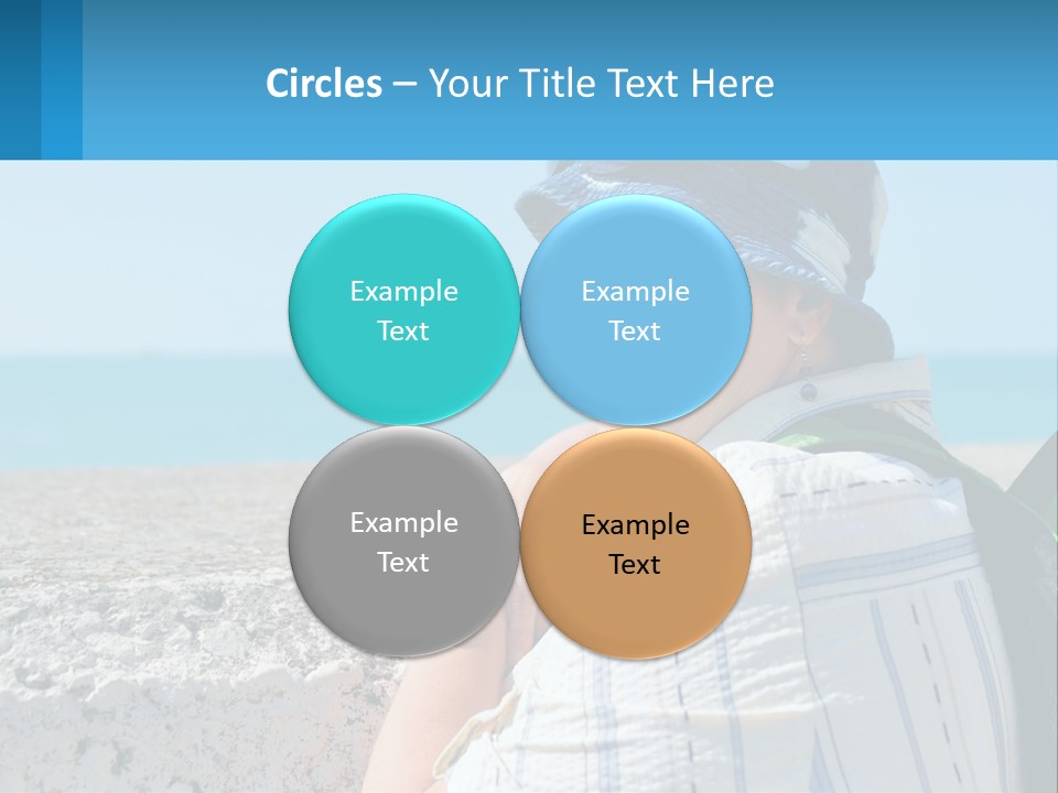 A Woman Sitting On The Beach Wearing A Blue Hat PowerPoint Template