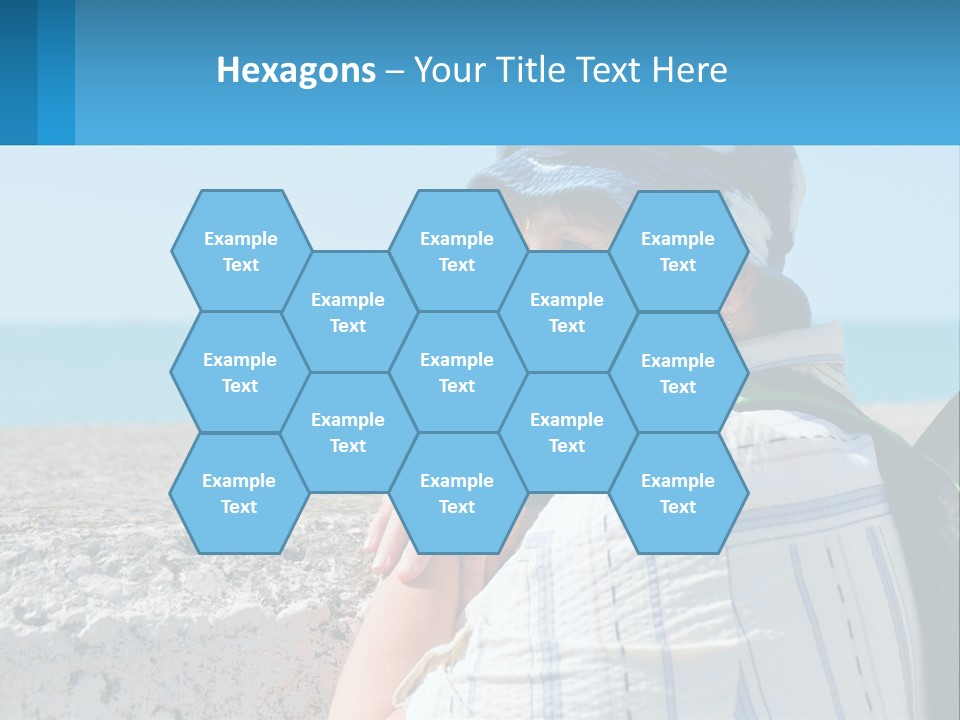 A Woman Sitting On The Beach Wearing A Blue Hat PowerPoint Template