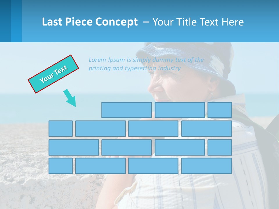 A Woman Sitting On The Beach Wearing A Blue Hat PowerPoint Template