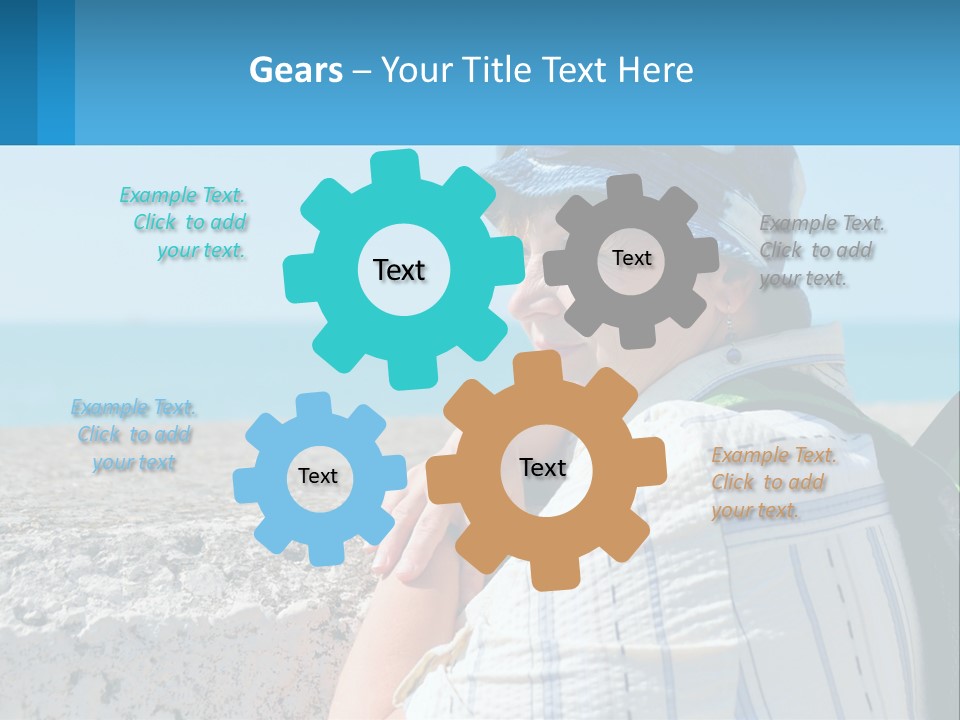 A Woman Sitting On The Beach Wearing A Blue Hat PowerPoint Template