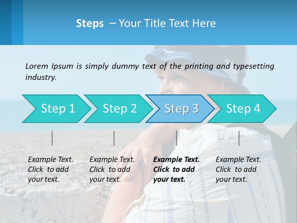 A Woman Sitting On The Beach Wearing A Blue Hat PowerPoint Template