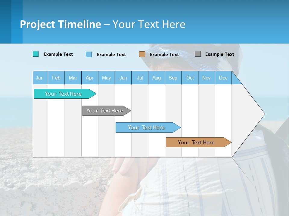 A Woman Sitting On The Beach Wearing A Blue Hat PowerPoint Template