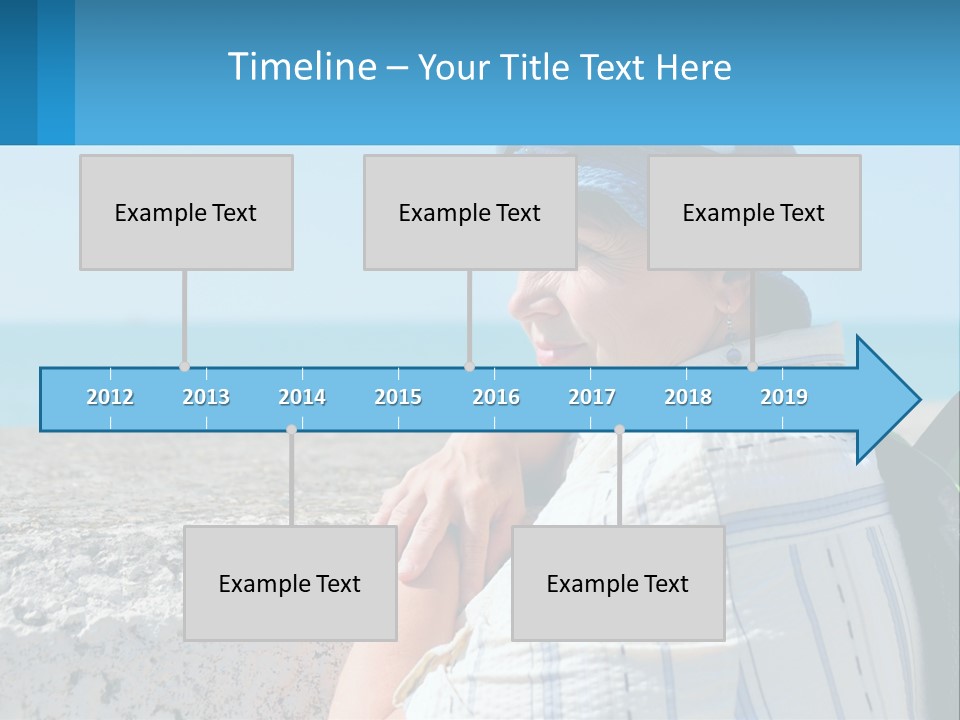 A Woman Sitting On The Beach Wearing A Blue Hat PowerPoint Template