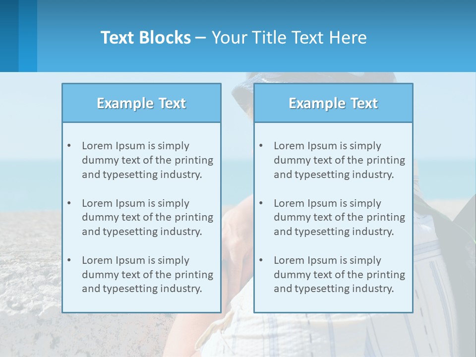 A Woman Sitting On The Beach Wearing A Blue Hat PowerPoint Template