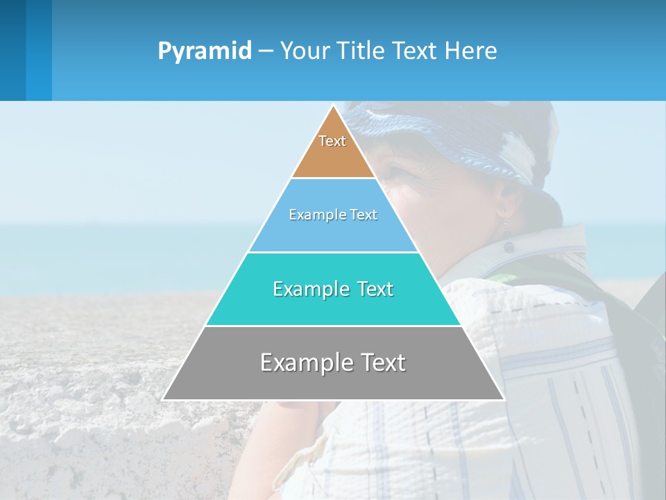 A Woman Sitting On The Beach Wearing A Blue Hat PowerPoint Template