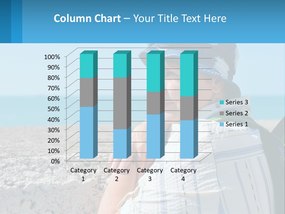 A Woman Sitting On The Beach Wearing A Blue Hat PowerPoint Template