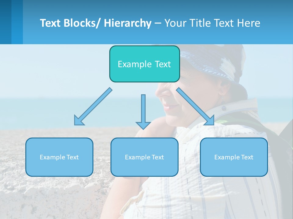 A Woman Sitting On The Beach Wearing A Blue Hat PowerPoint Template