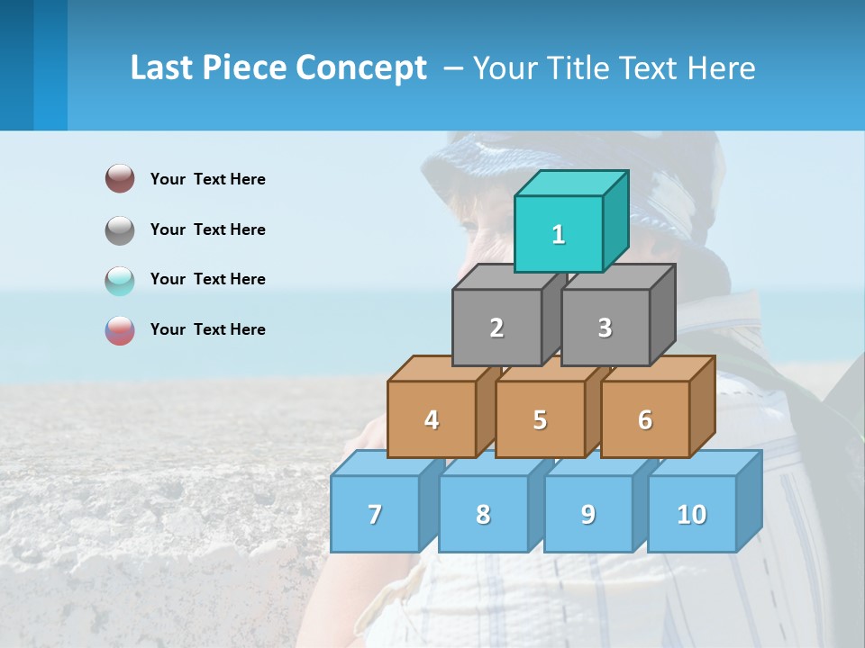 A Woman Sitting On The Beach Wearing A Blue Hat PowerPoint Template