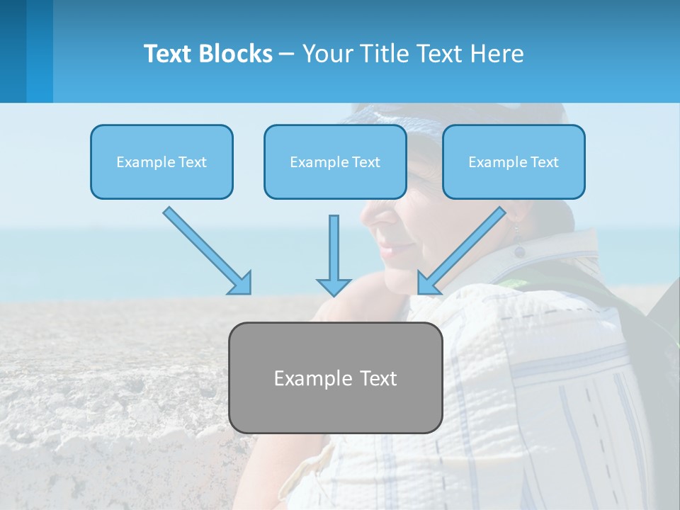 A Woman Sitting On The Beach Wearing A Blue Hat PowerPoint Template