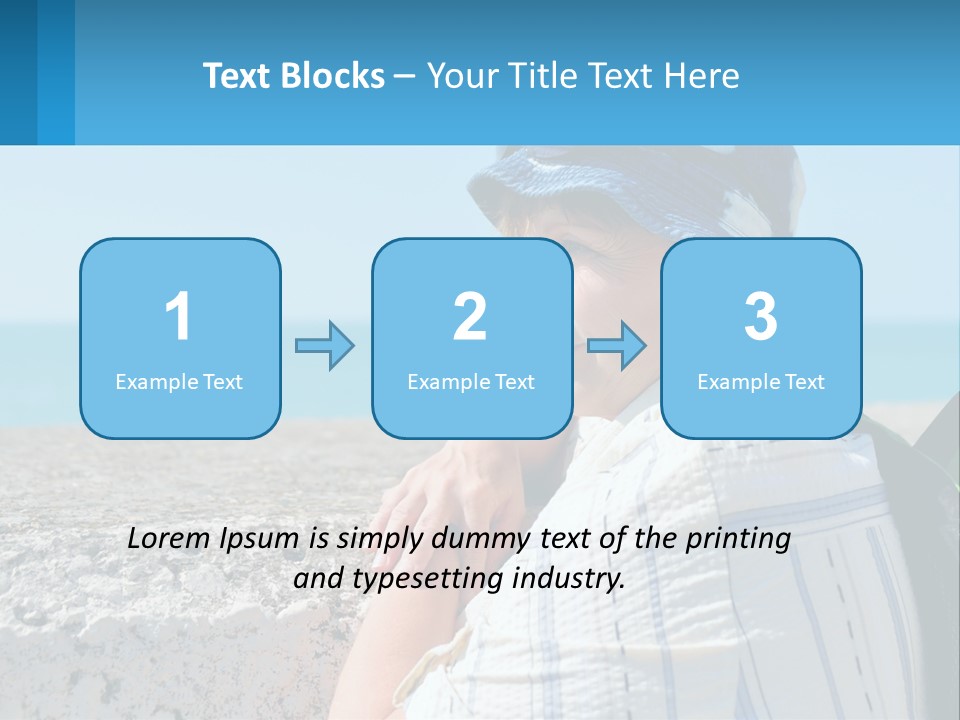 A Woman Sitting On The Beach Wearing A Blue Hat PowerPoint Template