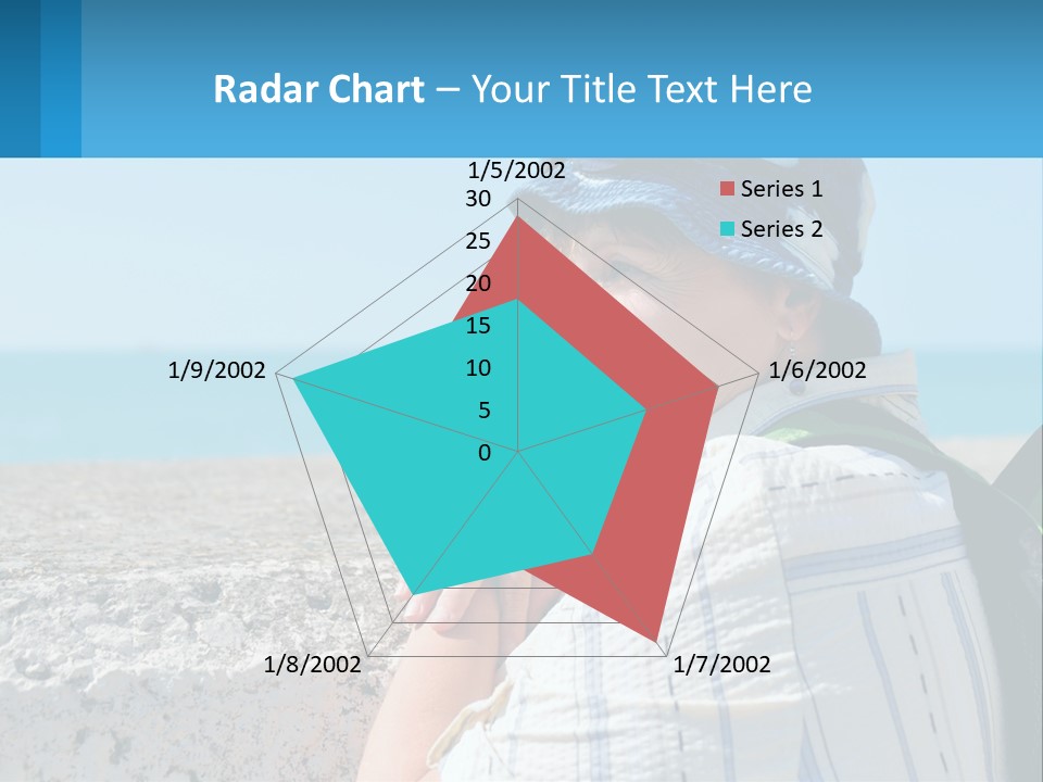 A Woman Sitting On The Beach Wearing A Blue Hat PowerPoint Template