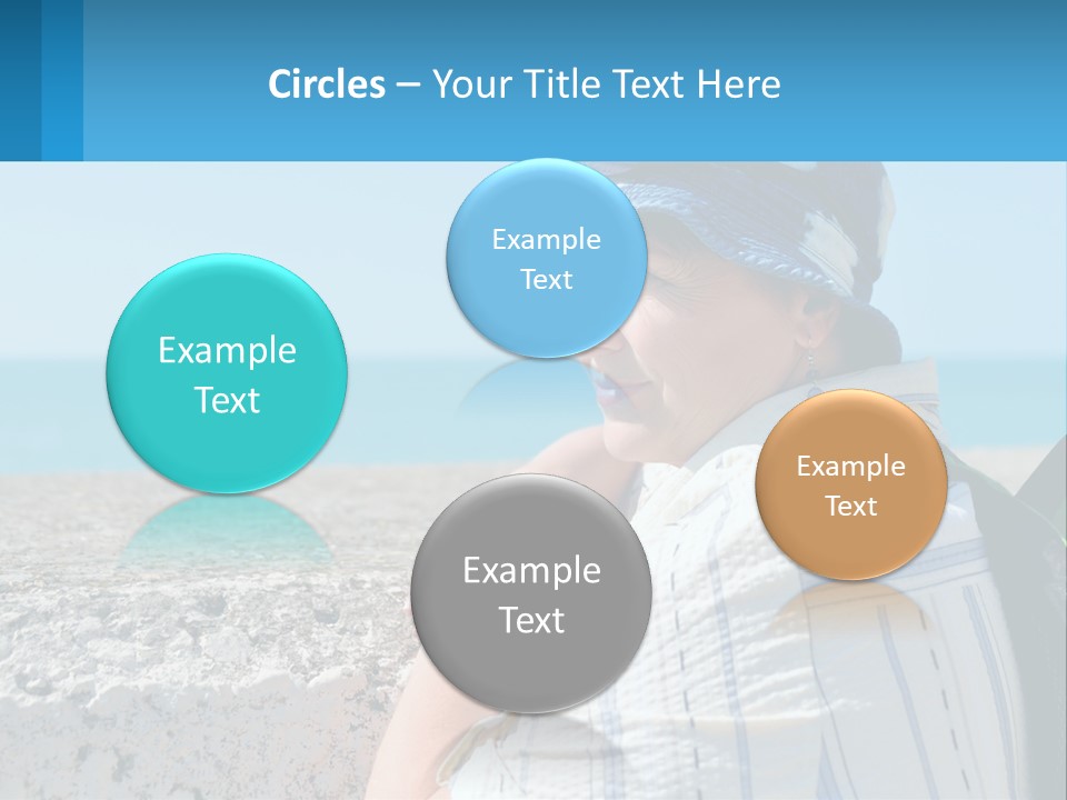 A Woman Sitting On The Beach Wearing A Blue Hat PowerPoint Template
