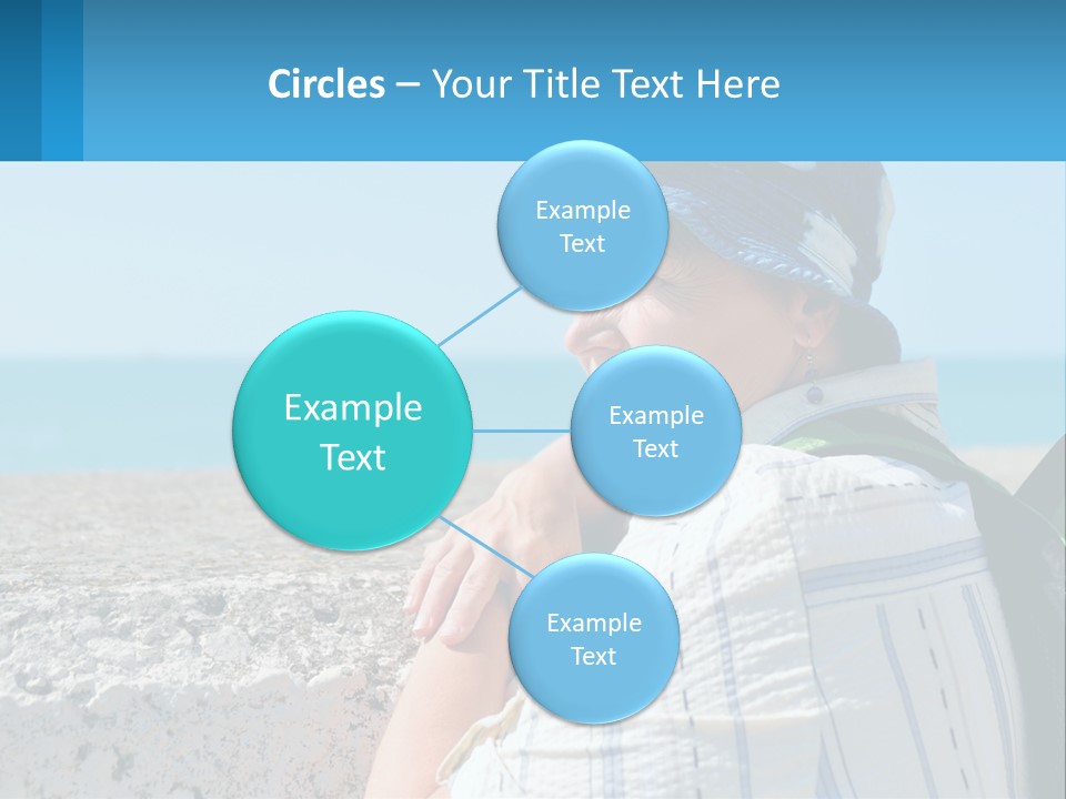 A Woman Sitting On The Beach Wearing A Blue Hat PowerPoint Template