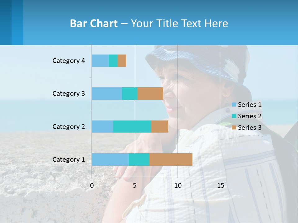 A Woman Sitting On The Beach Wearing A Blue Hat PowerPoint Template