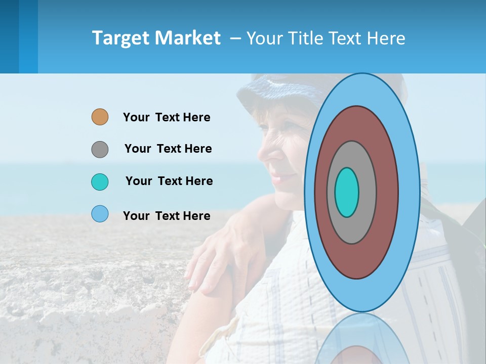 A Woman Sitting On The Beach Wearing A Blue Hat PowerPoint Template