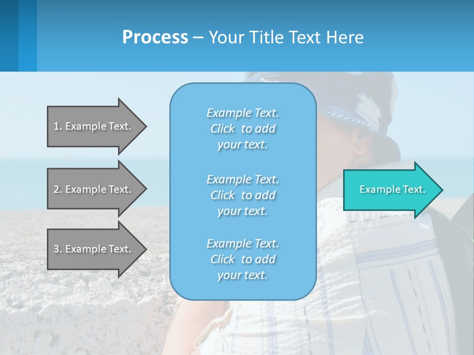 A Woman Sitting On The Beach Wearing A Blue Hat PowerPoint Template