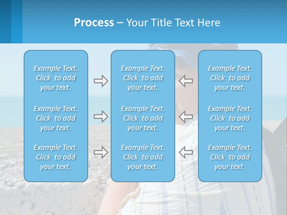 A Woman Sitting On The Beach Wearing A Blue Hat PowerPoint Template