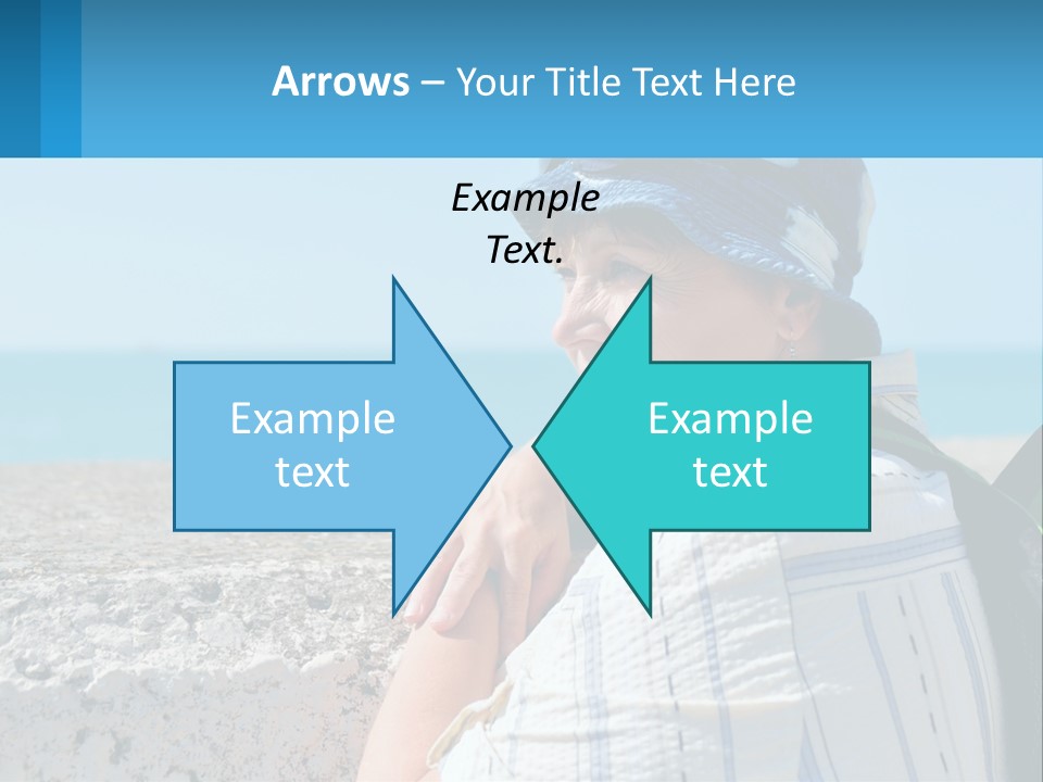 A Woman Sitting On The Beach Wearing A Blue Hat PowerPoint Template