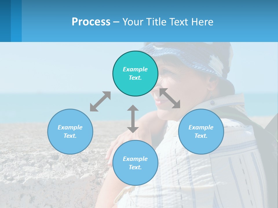 A Woman Sitting On The Beach Wearing A Blue Hat PowerPoint Template