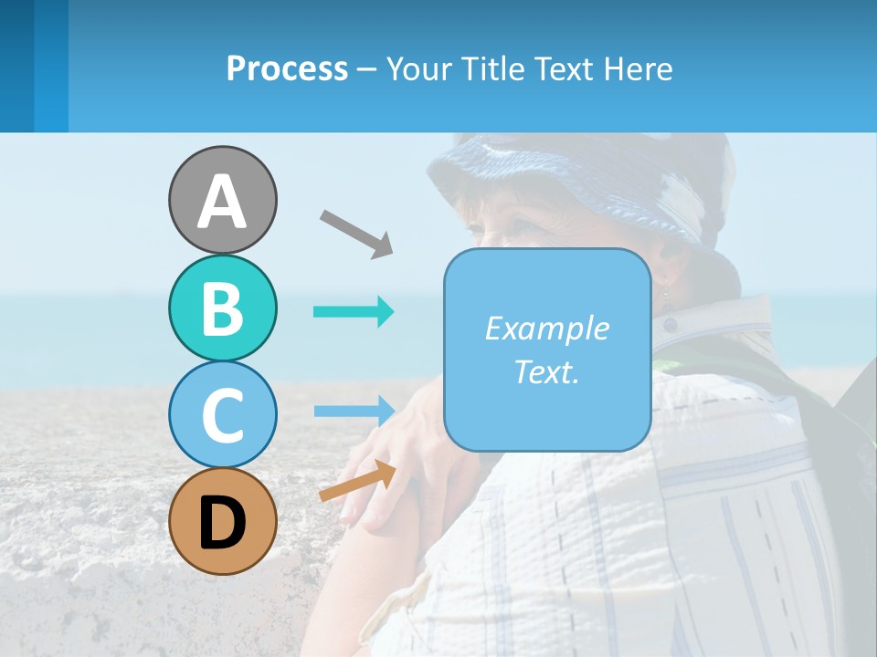 A Woman Sitting On The Beach Wearing A Blue Hat PowerPoint Template