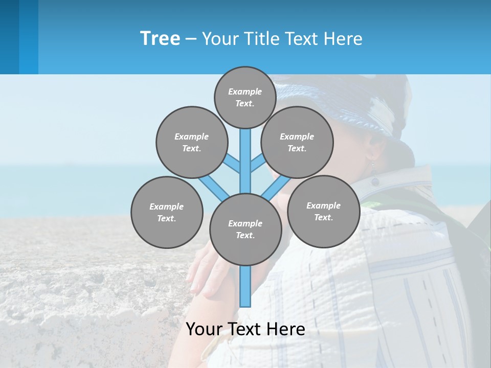 A Woman Sitting On The Beach Wearing A Blue Hat PowerPoint Template