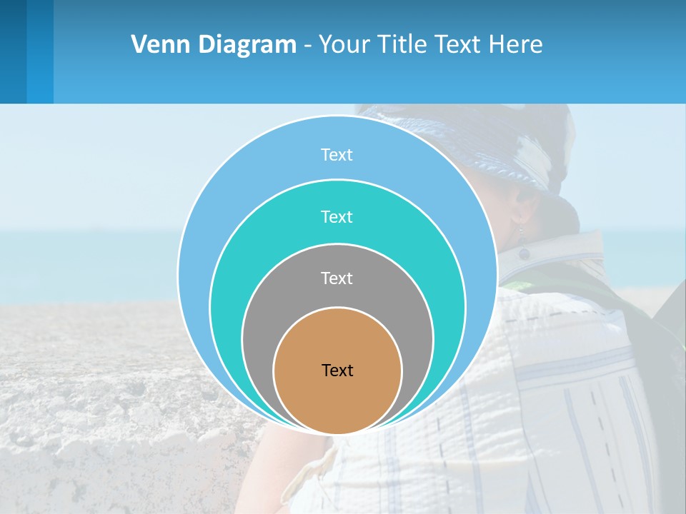 A Woman Sitting On The Beach Wearing A Blue Hat PowerPoint Template