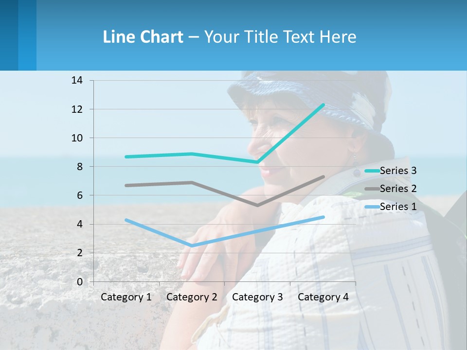 A Woman Sitting On The Beach Wearing A Blue Hat PowerPoint Template