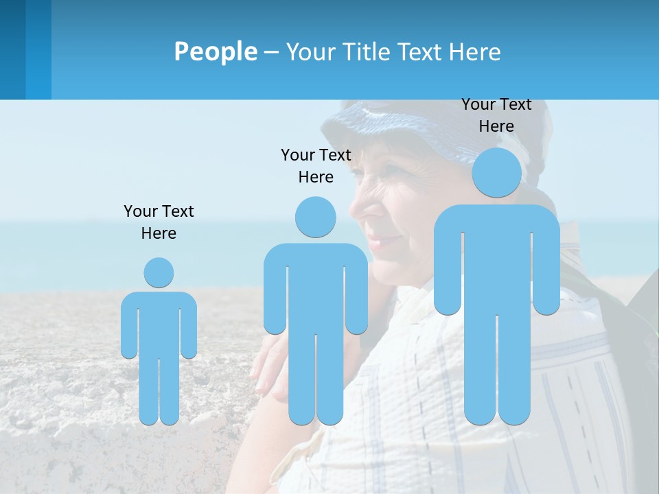 A Woman Sitting On The Beach Wearing A Blue Hat PowerPoint Template