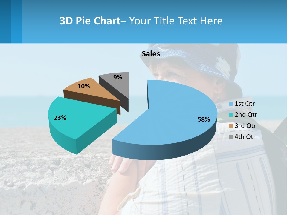 A Woman Sitting On The Beach Wearing A Blue Hat PowerPoint Template