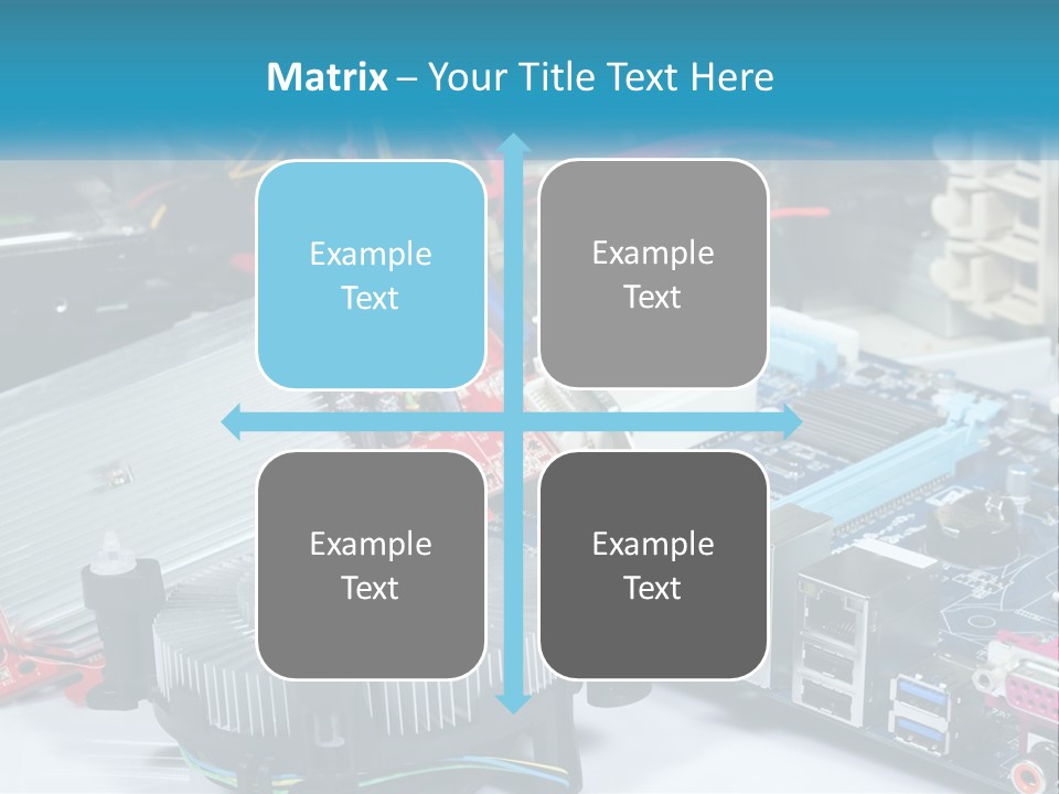 A Computer Motherboard With Wires And Other Electronic Components PowerPoint Template