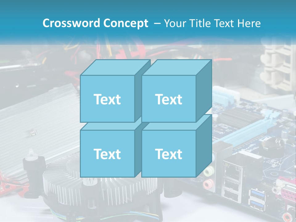A Computer Motherboard With Wires And Other Electronic Components PowerPoint Template